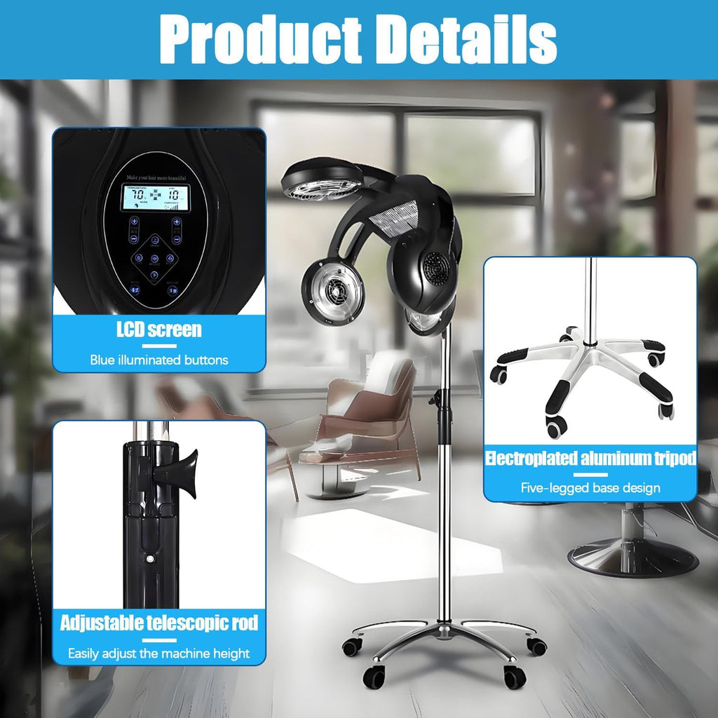 Multifunctional 1500W Salon Hair Dryer &amp; Steamer with 5 Heating Heads thumbnail