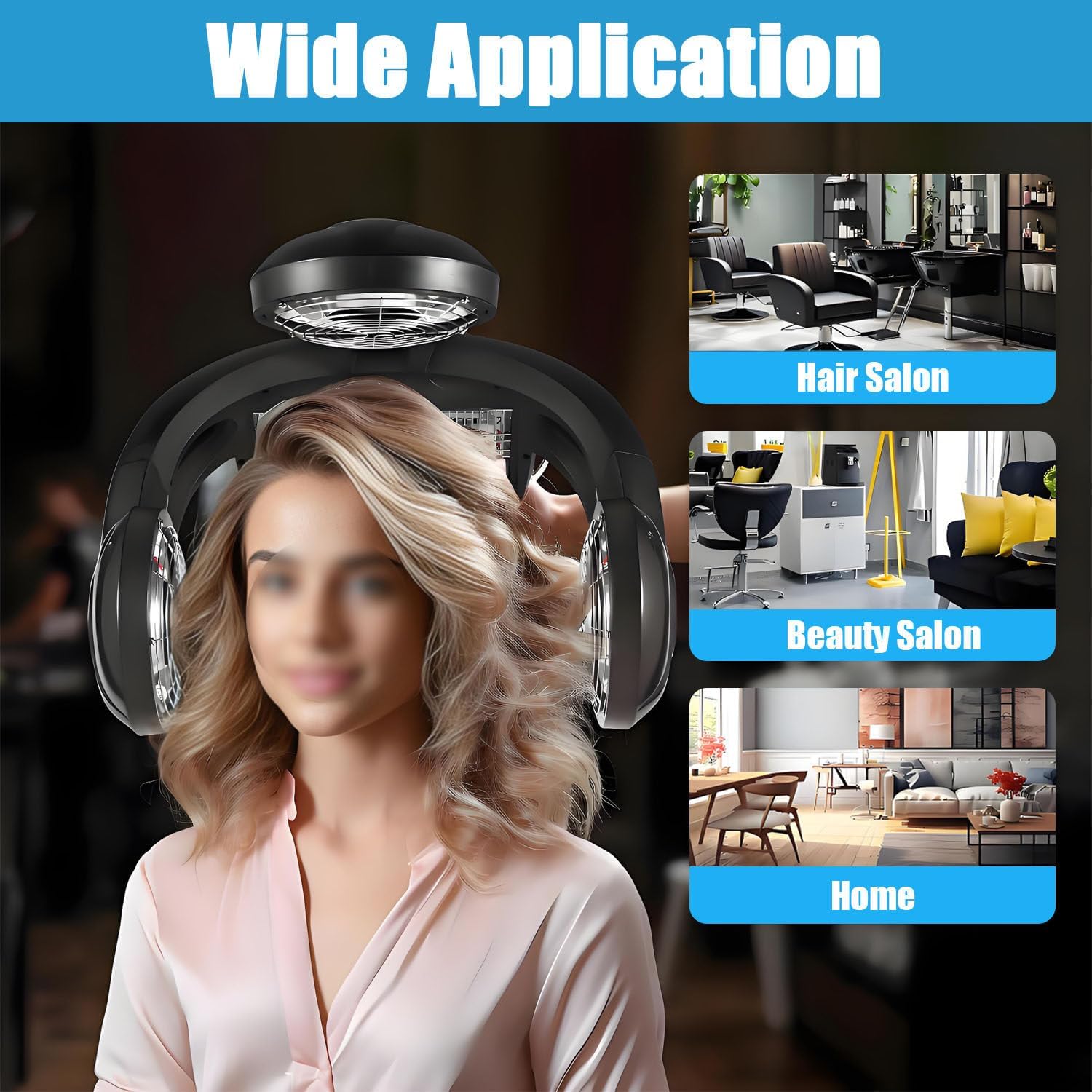 Multifunctional 1500W Salon Hair Dryer &amp; Steamer with 5 Heating Heads