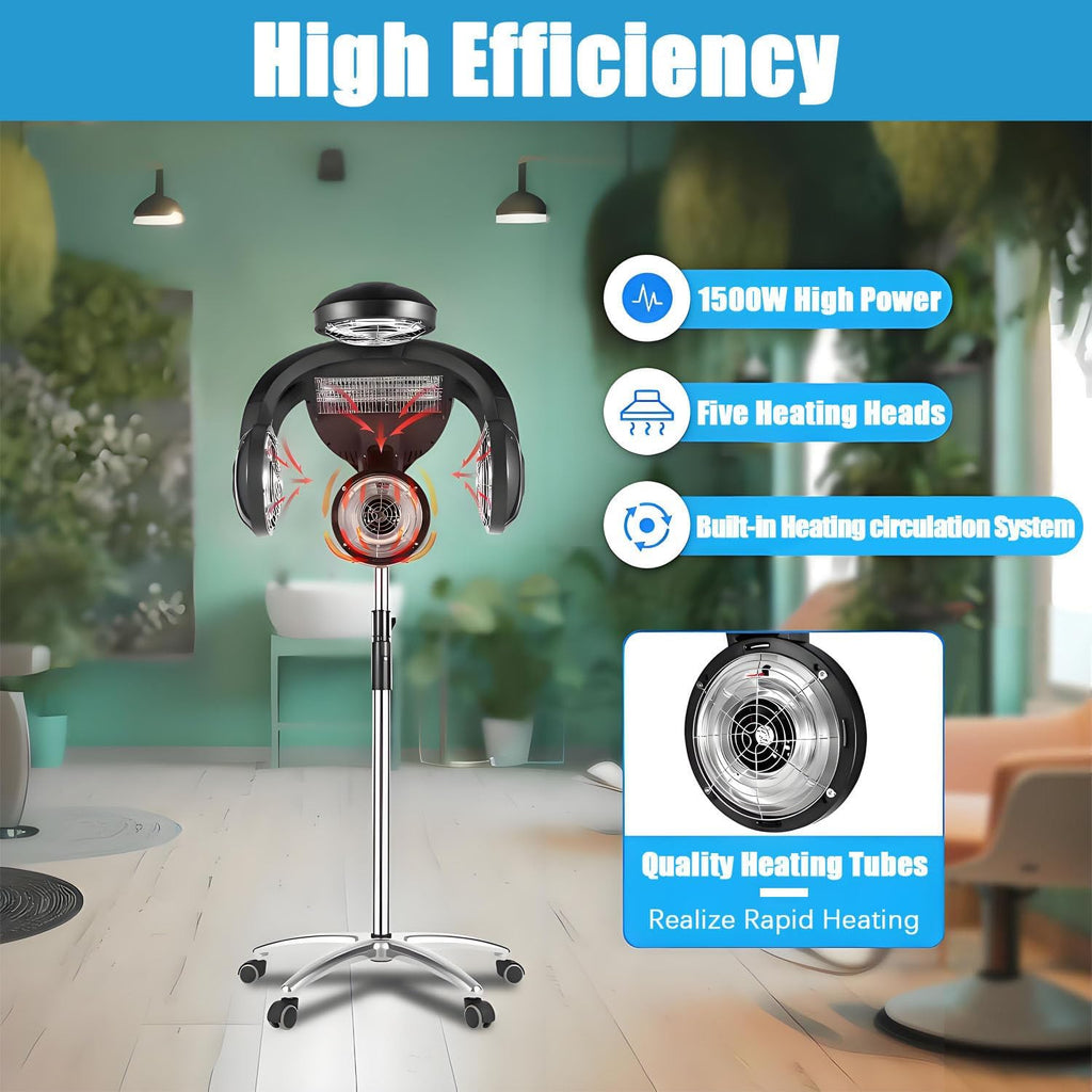 Multifunctional 1500W Salon Hair Dryer &amp; Steamer with 5 Heating Heads thumbnail