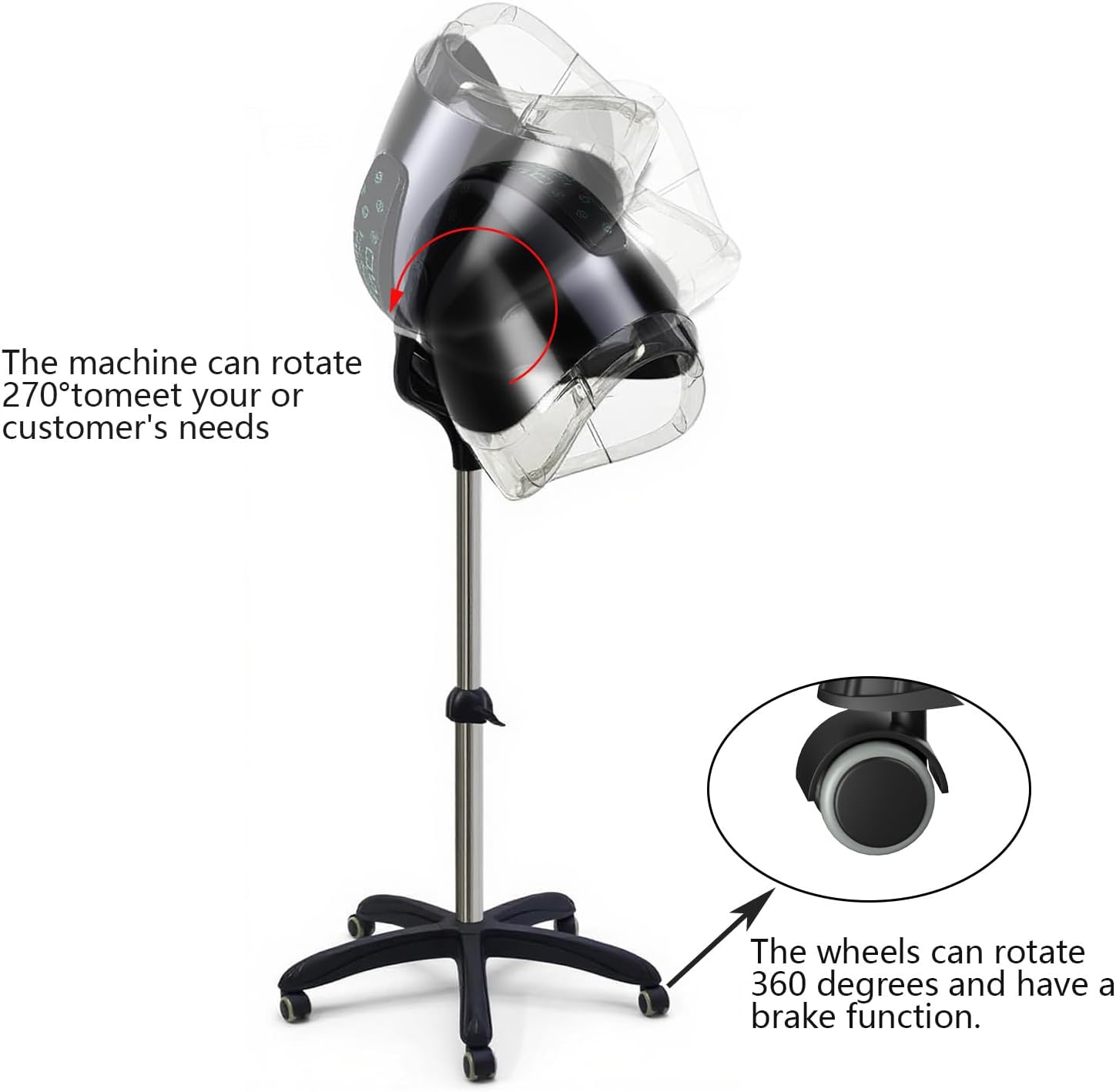 Professional Stand-up Hooded Hair Dryer,with smart Touch Control Panel