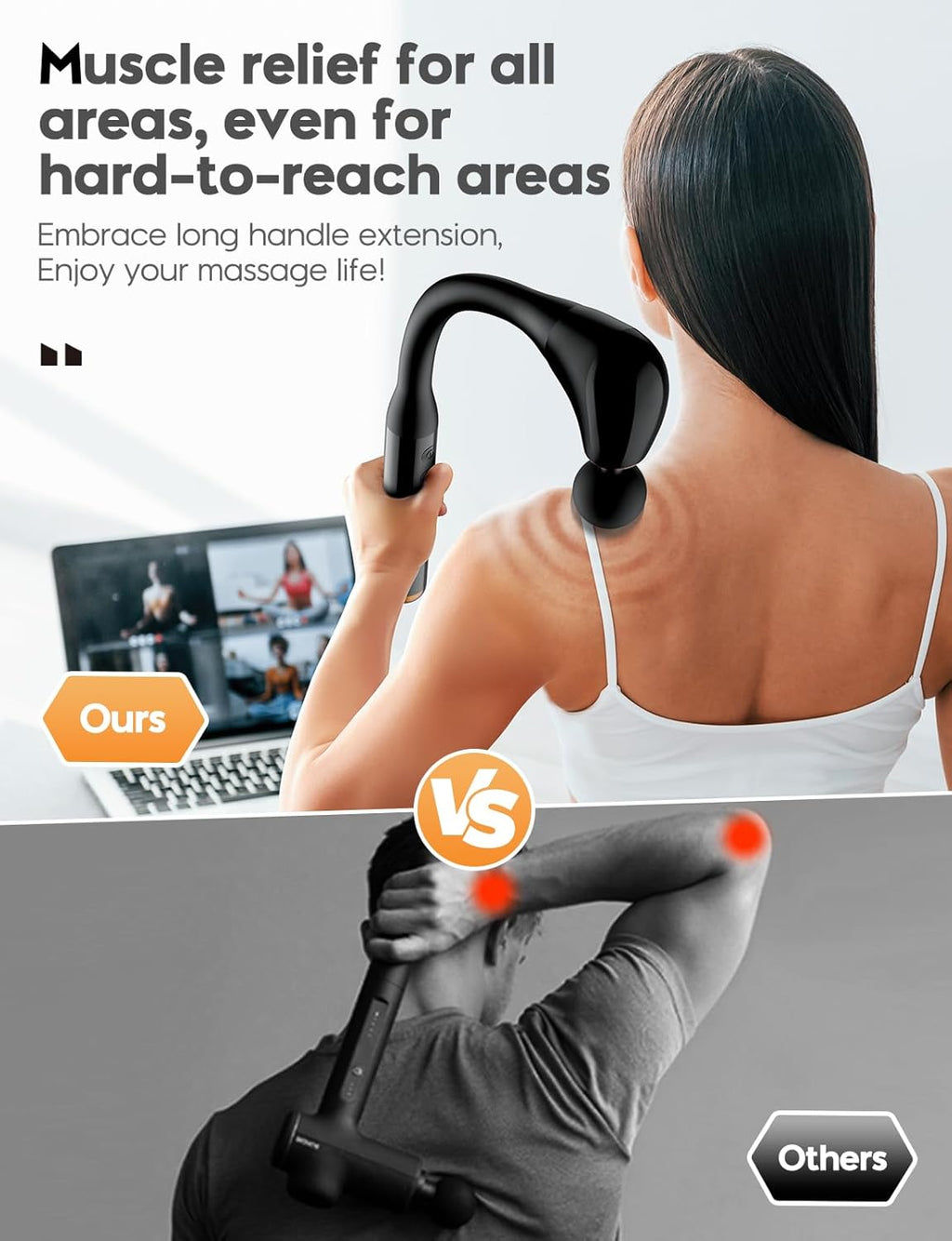 Massage Gun with Upgraded Extension Handle