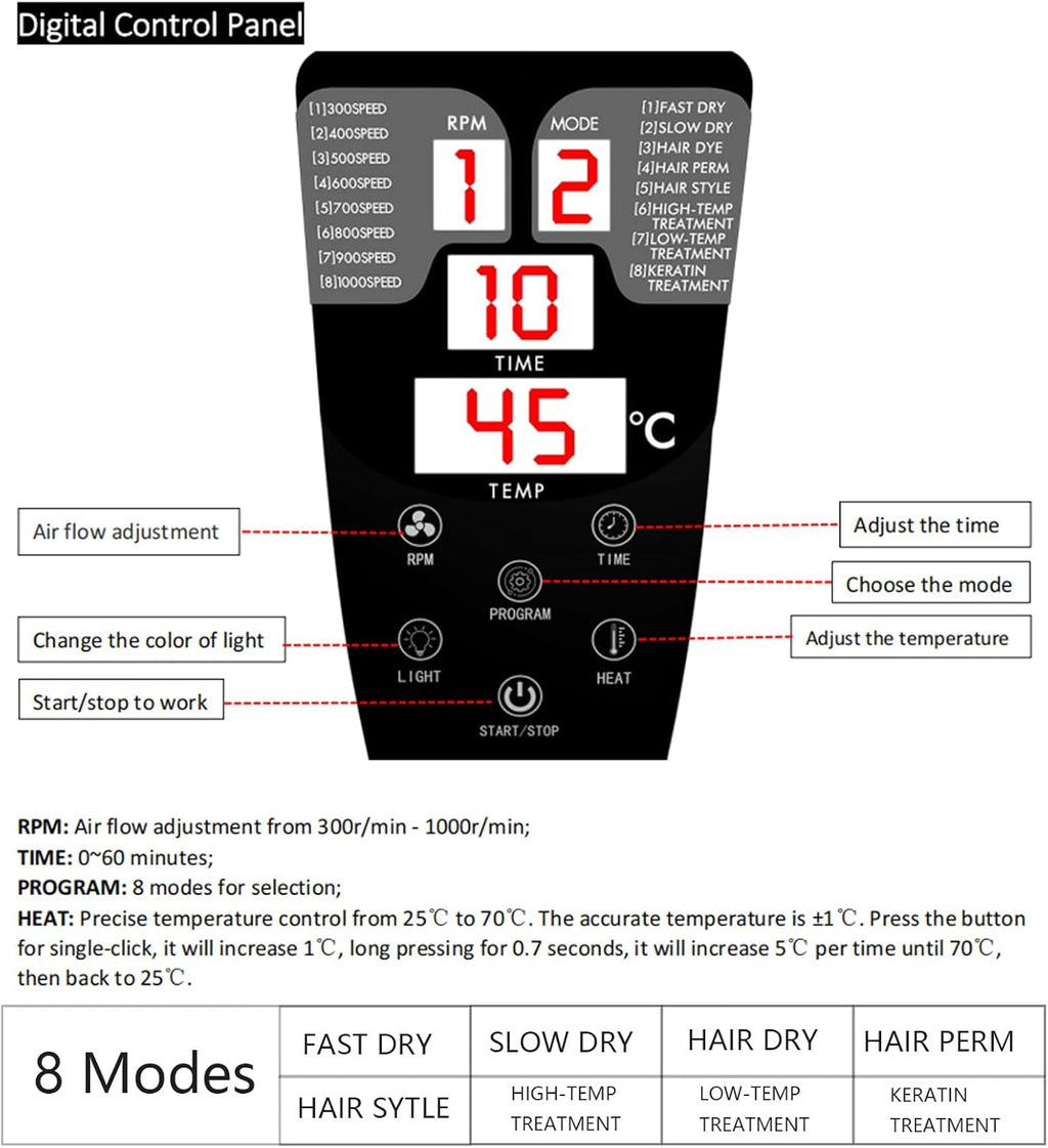 Professional Stand-up Hooded Hair Dryer,with smart Touch Control Panel thumbnail